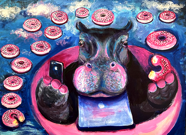 Surreal Hippo Painting