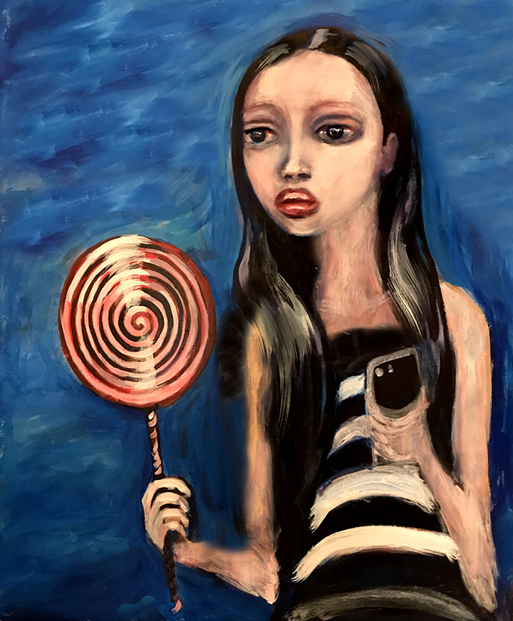 PAINTING OF a GIRL WITH LOLLIPOP